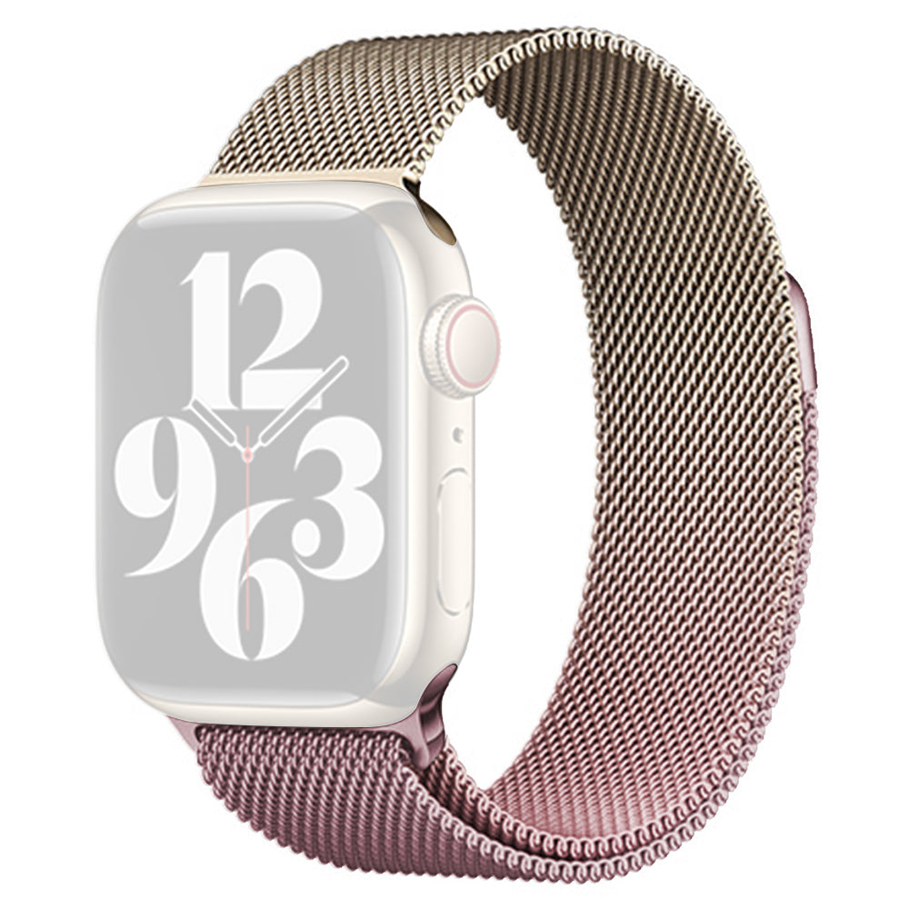For Apple Watch Ultra / Ultra 2 49mm / 9 8 7 45mm / 6 5 4 SE (2022) SE (2023) SE 44mm / 3 2 1 42mm Milanese Mesh Watchband - Purple+Green For Apple Watch Ultra / Ultra 2 49mm / 9 8 7 45mm / 6 5 4 SE (2022) SE (2023) SE 44mm / 3 2 1 42mm Milanese Mesh Watchband - Purple+Green